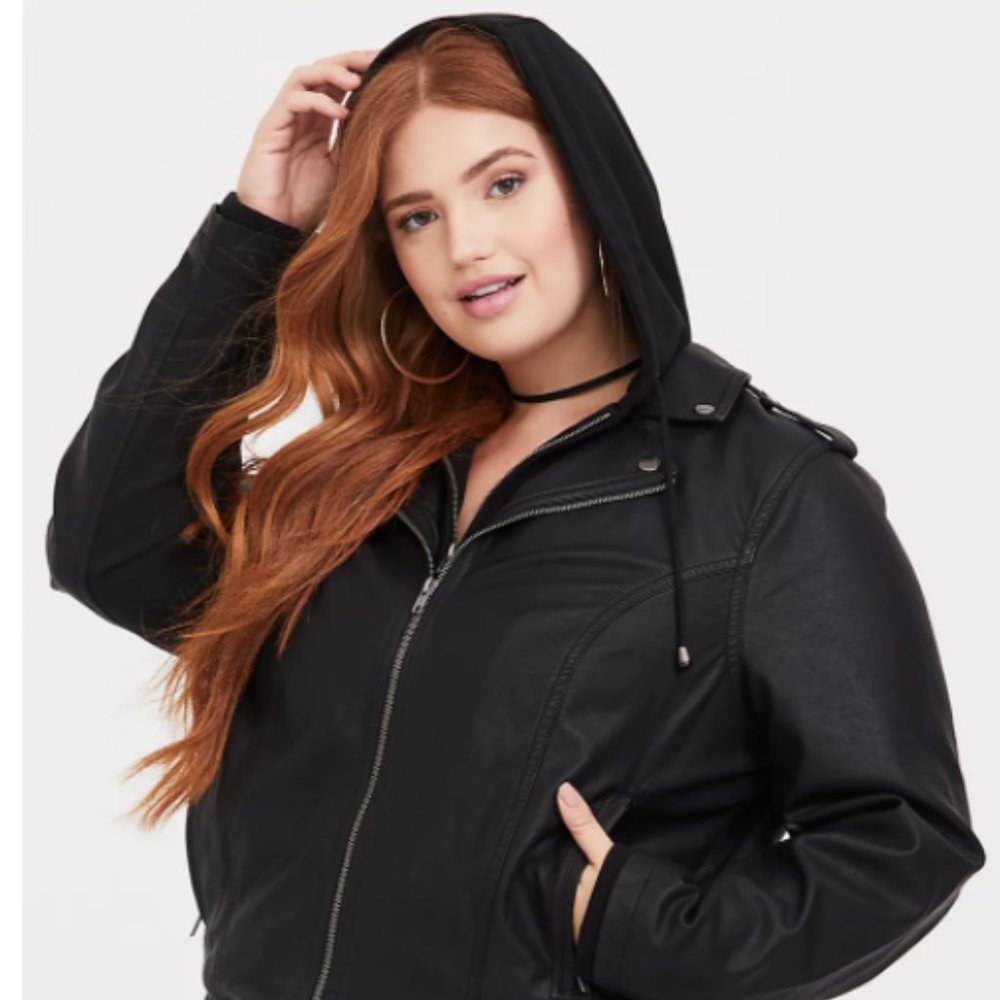 *Free Shipping!* Torrid Black Hooded Moto Jacket